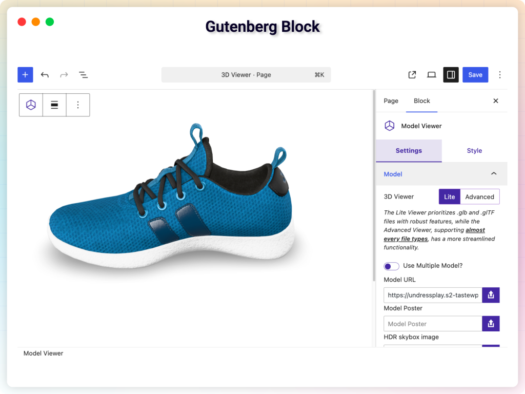 3D Viewer Block GPL interactive 3D model viewer WordPress plugin interface