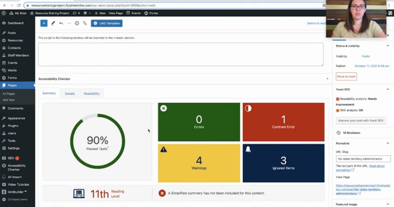 Accessibility Checker GPL WCAG audit dashboard WordPress accessibility scan plugin interface