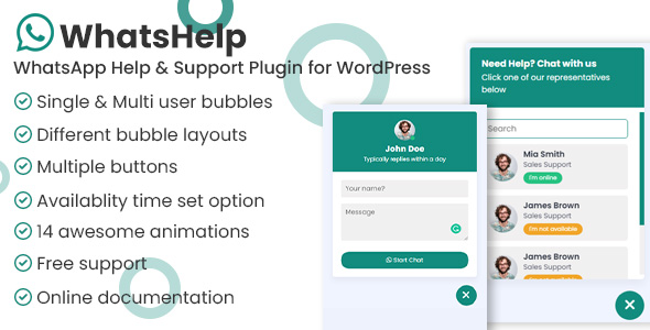 WhatsApp Chat Support Pro WordPress Plugin GPL floating chat button