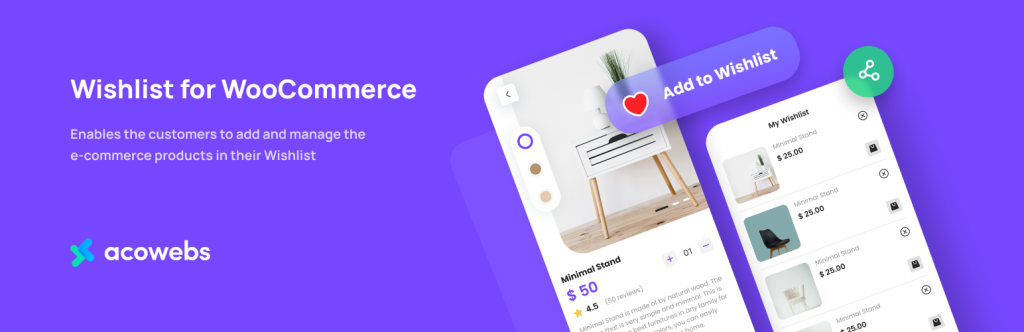 ACO Wishlist for WooCommerce GPL wishlist feature product favorites WordPress plugin interface