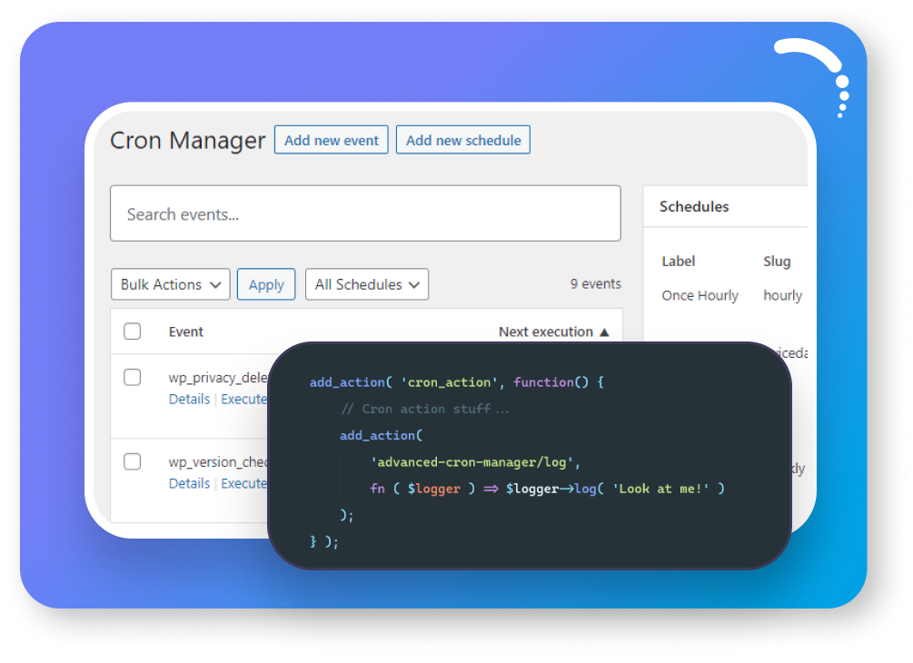 Advanced Cron Manager GPL WordPress cron jobs management scheduled tasks dashboard interface plugin