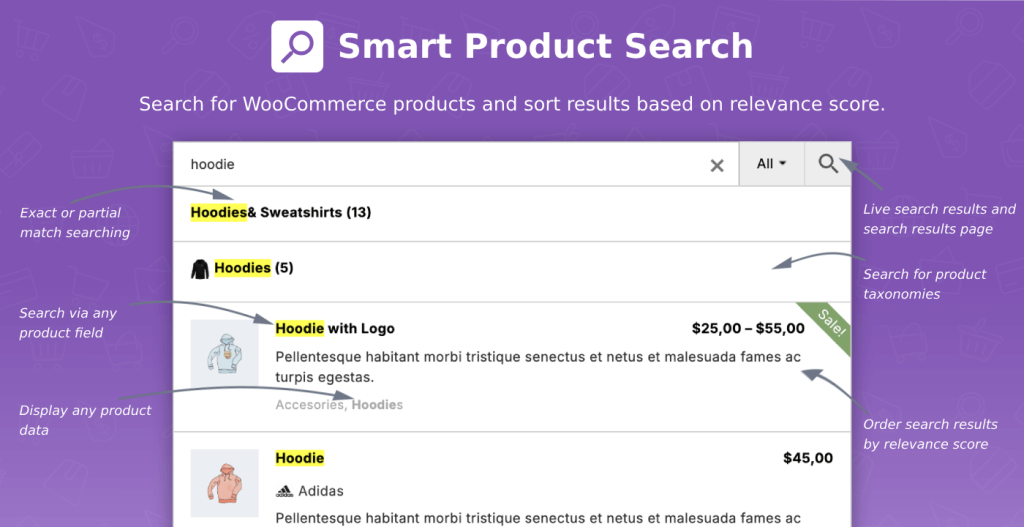 Advanced Fuzzy Product Search for Woo GPL WooCommerce smart search bar typo tolerant plugin interface