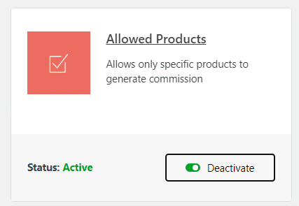 AffiliateWP Allowed Products GPL WooCommerce affiliate product restriction allowed commission settings plugin interface