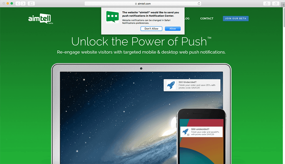 Aimtell Web Push Notifications GPL WordPress push notification marketing automation plugin dashboard interface